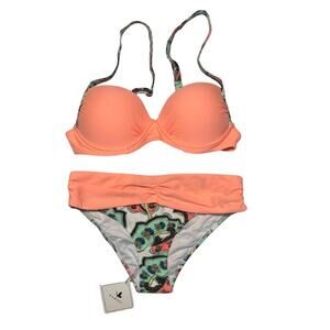 Kamoni Bikini Swimsuit Size Small Peach Multicolor Push Up New Island Beach Boat